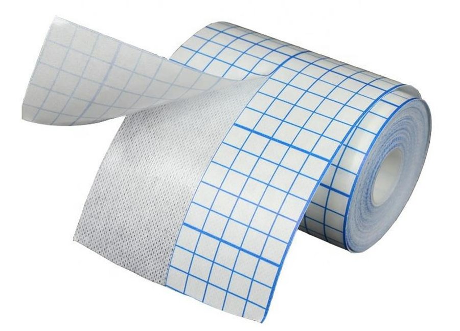 Non-woven dressing fixation tape with grid lines, white