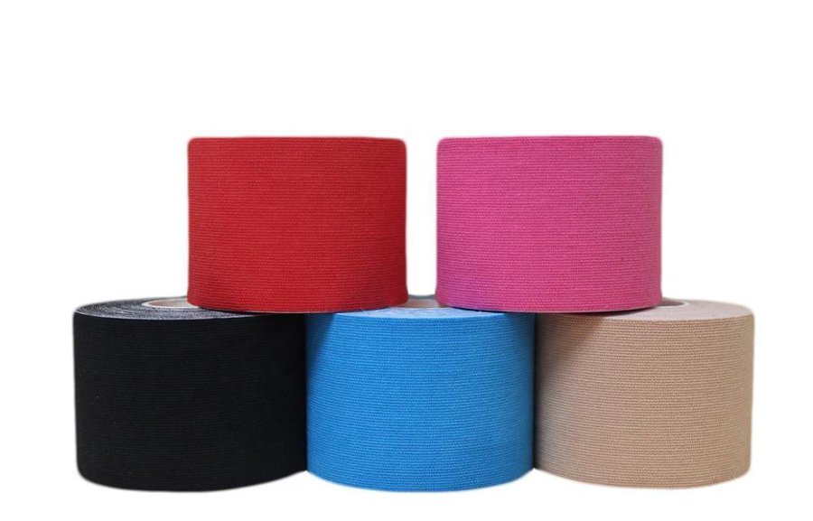 Kinesiology tape rolls in red, pink, black, blue and skin color, OEM by Heao Medical